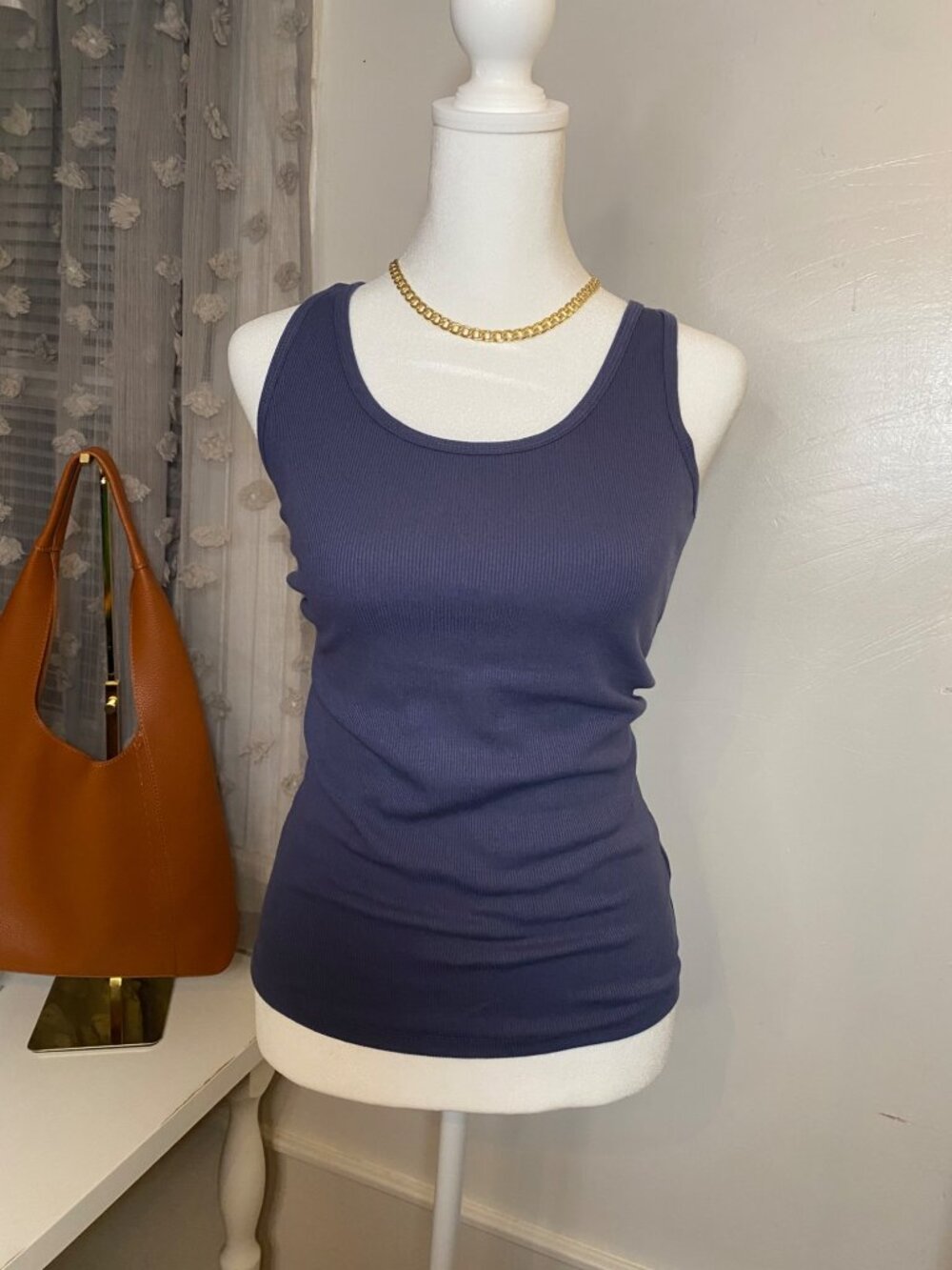 Old Navy First Layer Ribbed Tank Top Slate Blue Medium